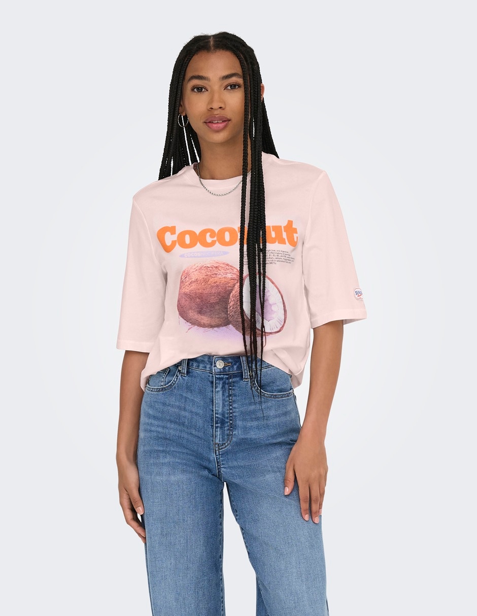 Playera manga corta cuello redondo para mujer